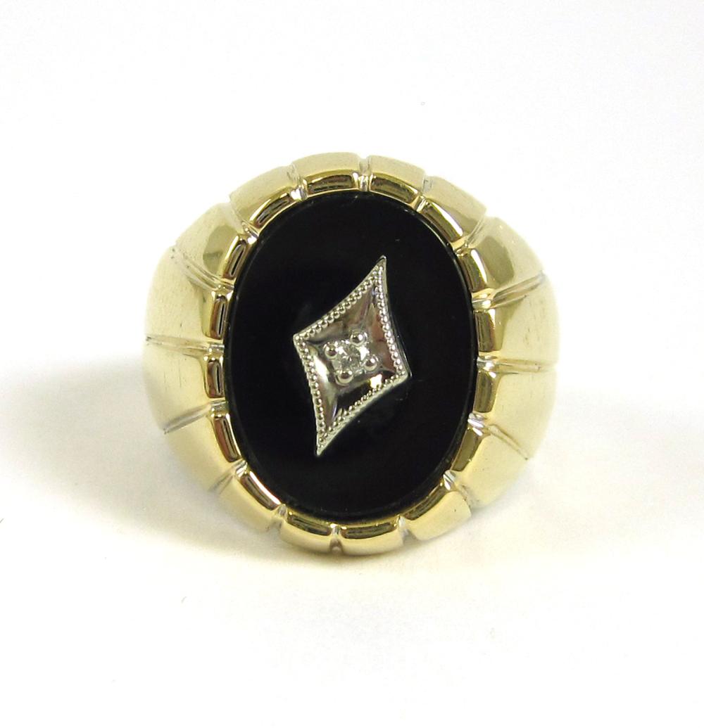 BLACK ONYX, DIAMOND AND TEN KARAT