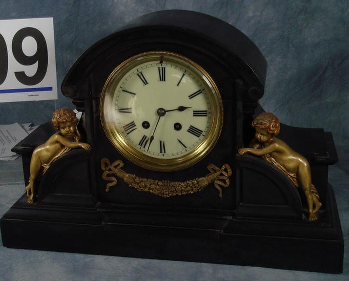 Black onyx French mantle clock,