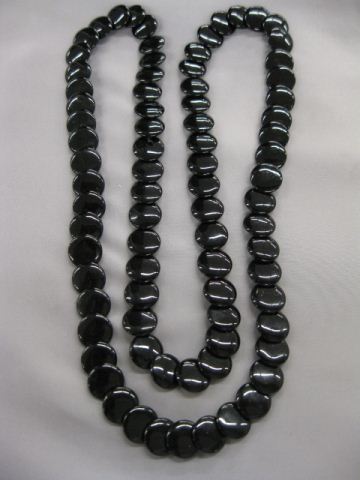 Black Onyx Necklace disc beads 30''