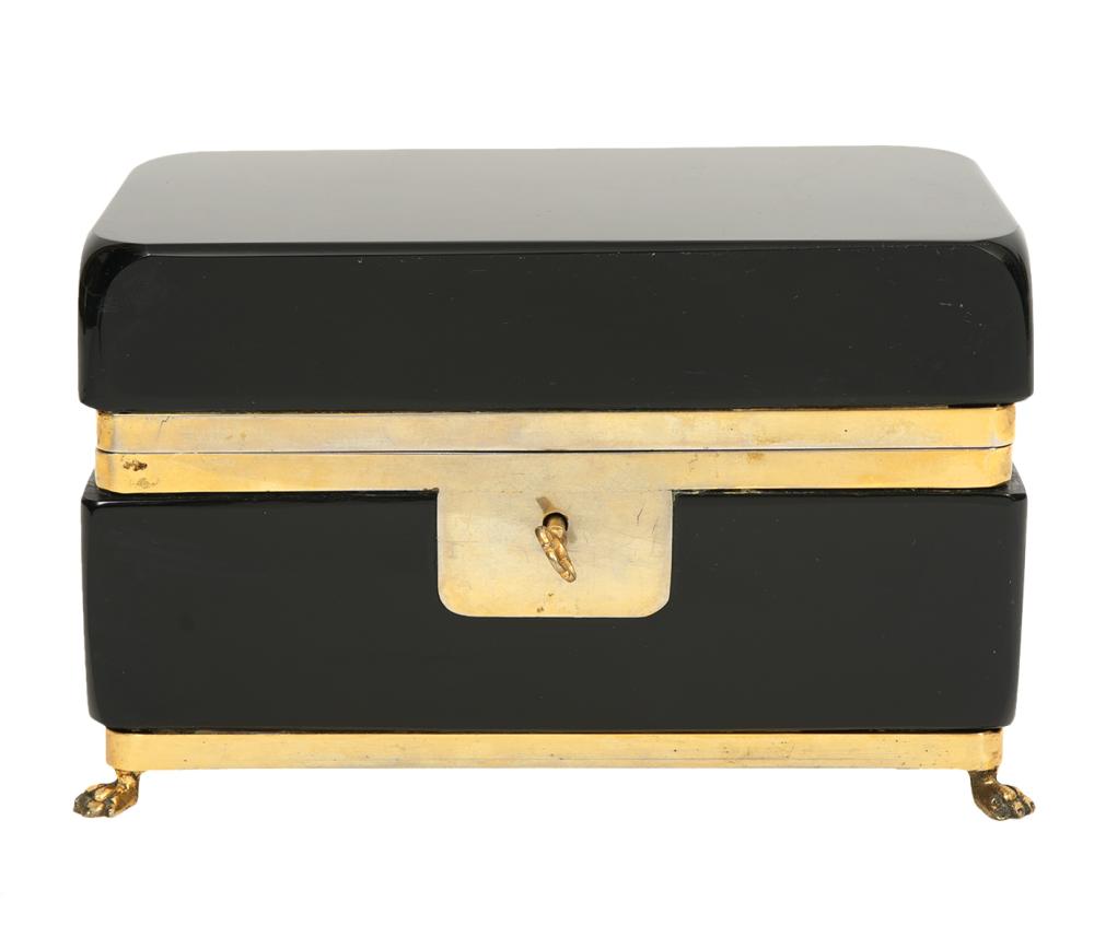 BLACK OPALINE GLASS CASKET BRONZE