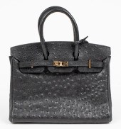 BLACK OSTRICH-PRINT LEATHER 25