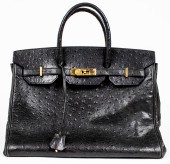 BLACK OSTRICH-PRINT LEATHER 35