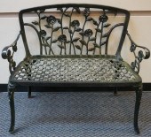 BLACK PAINTED ALUMINUM SETTEE,