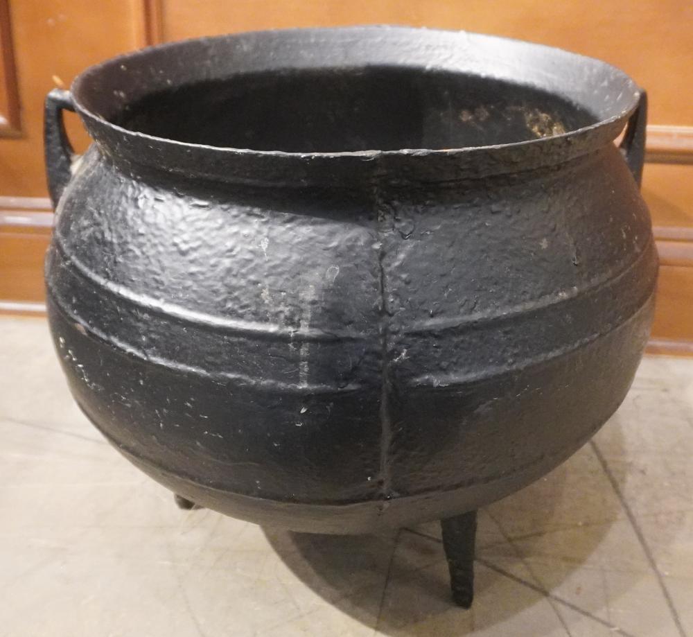 BLACK PAINTED CAST IRON CAULDRON,