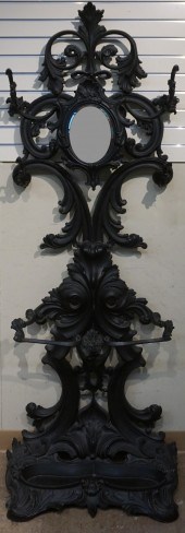 BLACK PAINTED CAST IRON MIRROR