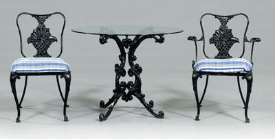 Black-painted garden set: table