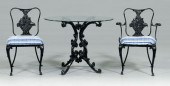 Black-painted garden set: tabl
