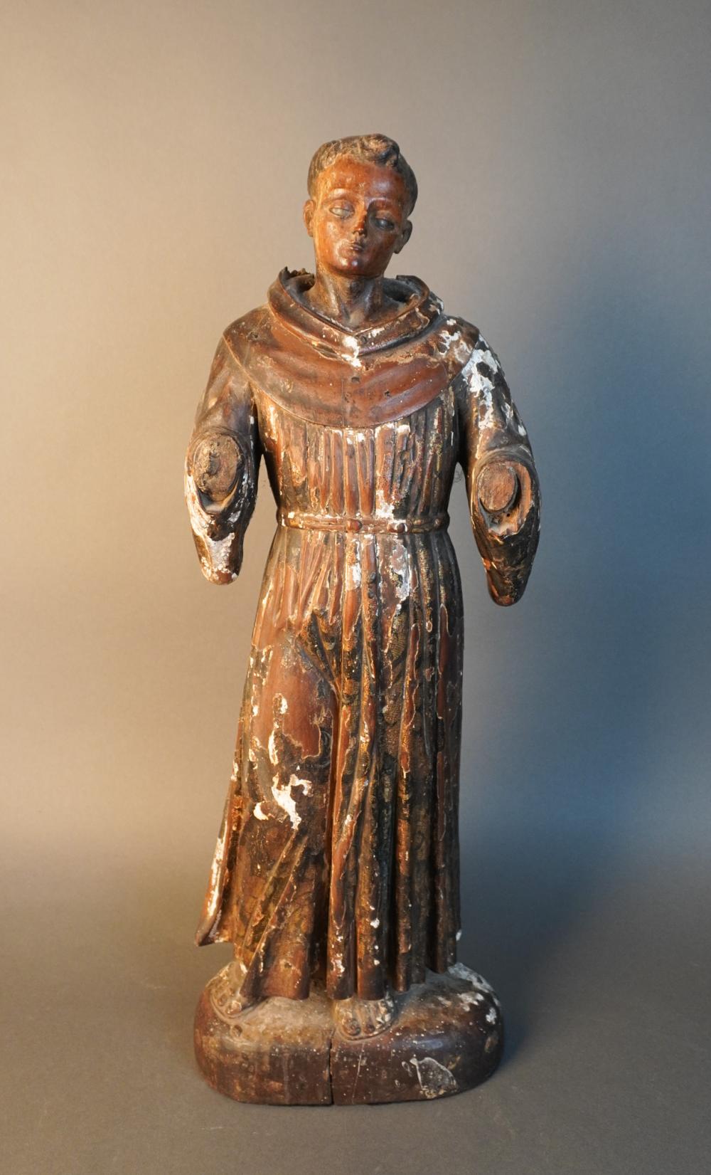 BLACK PAINTED, GESSOED AND CARVED