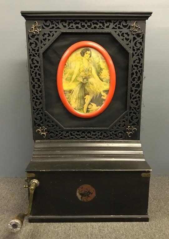 Black painted hurdy gurdy with