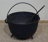 BLACK PAINTED IRON CAULDRON WI
