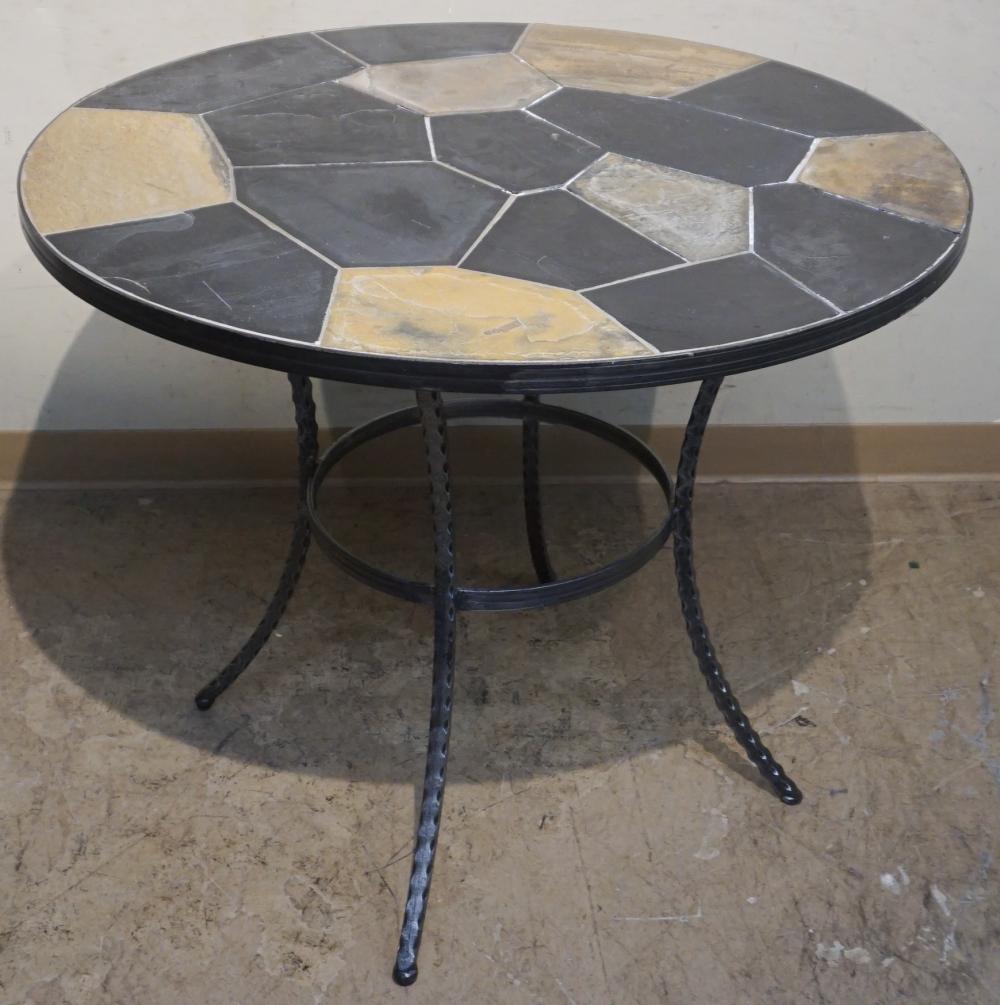 BLACK PAINTED METAL AND STONE