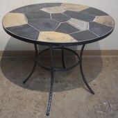 BLACK PAINTED METAL AND STONE