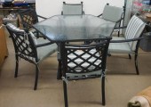 BLACK PAINTED METAL OUTDOOR TA