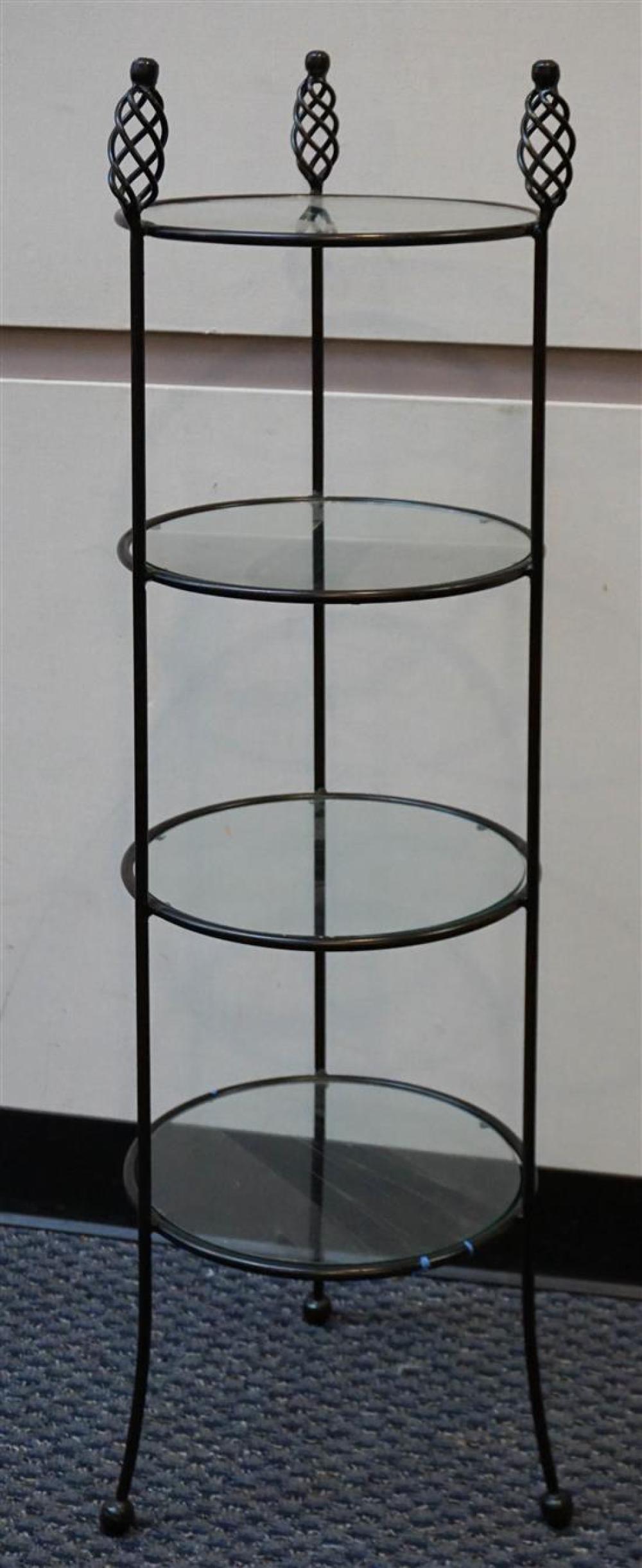 BLACK PAINTED METAL ROUND FOUR-TIER