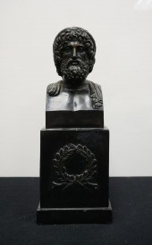 BLACK PAINTED PLASTER BUST OF
