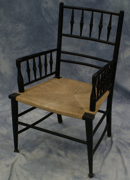 Black painted Regency armchair with