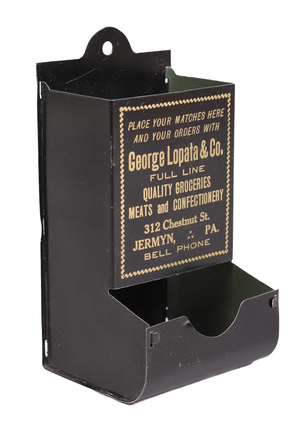 Black Painted Tin Match Safe,