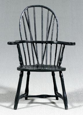 Black painted Windsor armchair,
