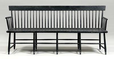 Black-painted Windsor bench,