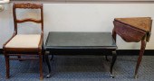 BLACK PAINTED WOOD GLASS TOP T