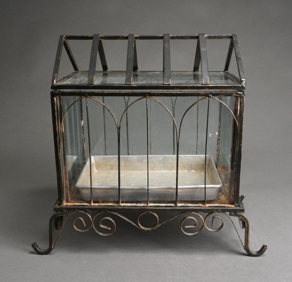 BLACK PAINTED WROUGHT IRON AND