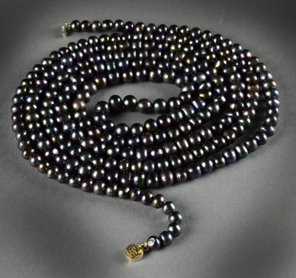 Black Pearl Necklace 62''LStrand of