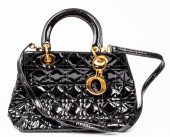 BLACK QUILTED PATENT LEATHER H