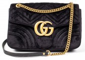 BLACK QUILTED VELOUR HANDBAG B