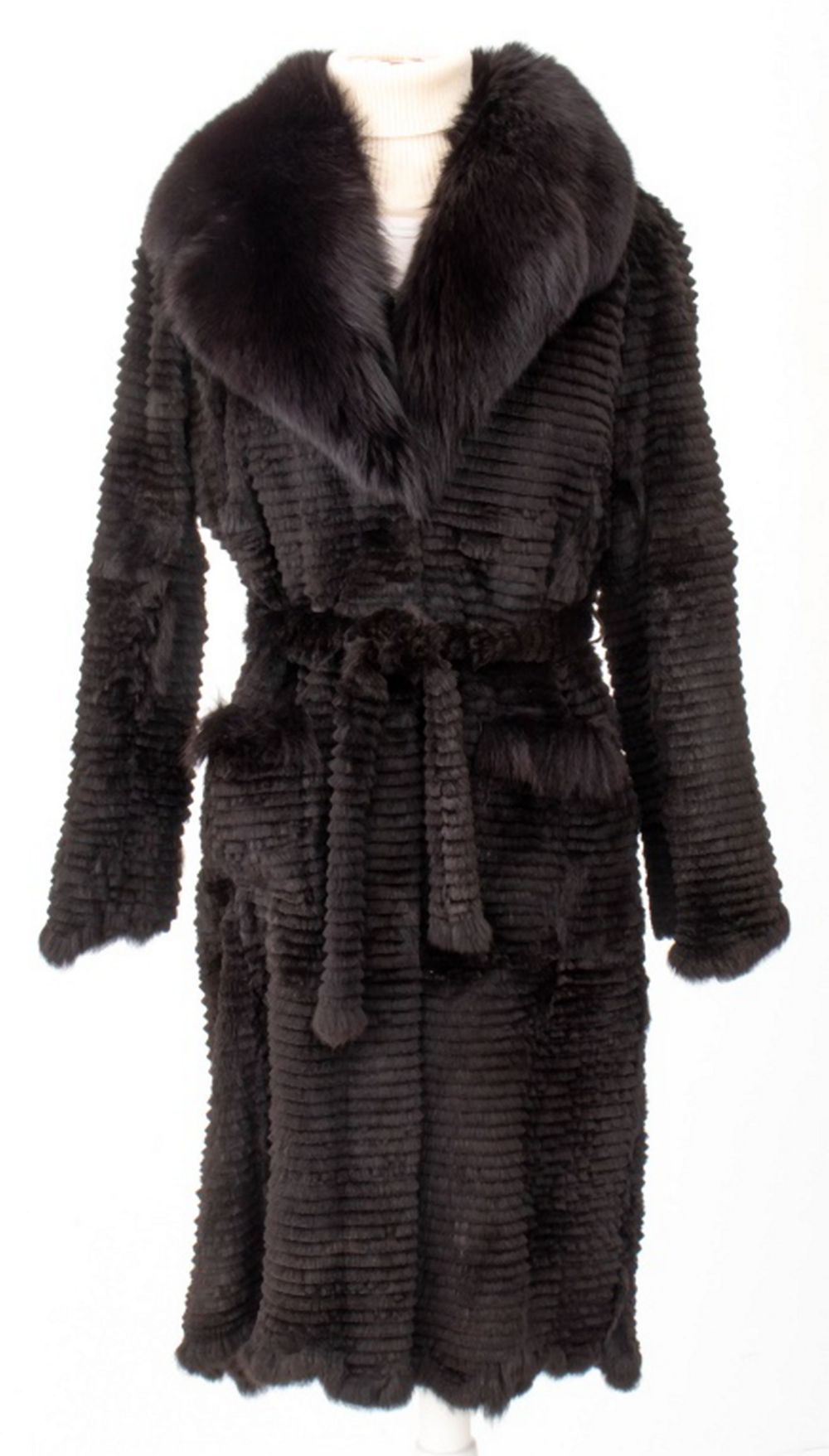 BLACK RABBIT & FOX FUR-TRIMMED
