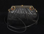 Black reptile Judith Leiber pu
