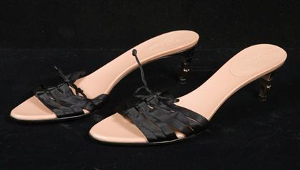 Black silk Gucci kitten-heel mule