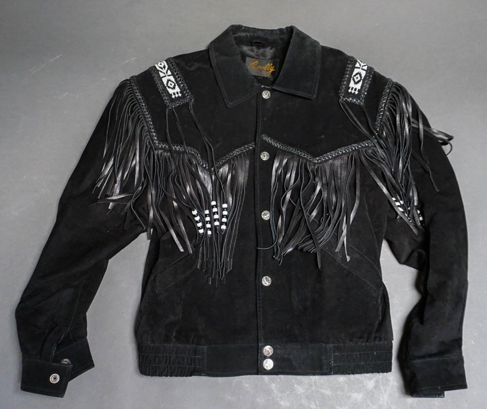 BLACK SUEDE, BLACK AND WHITE BEADED