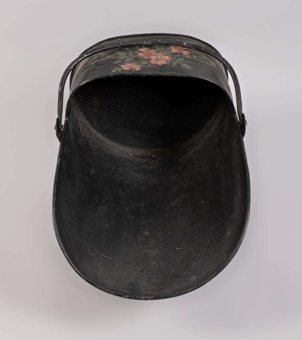 BLACK TOLE PAINTED LOG HOLDER, 19TH