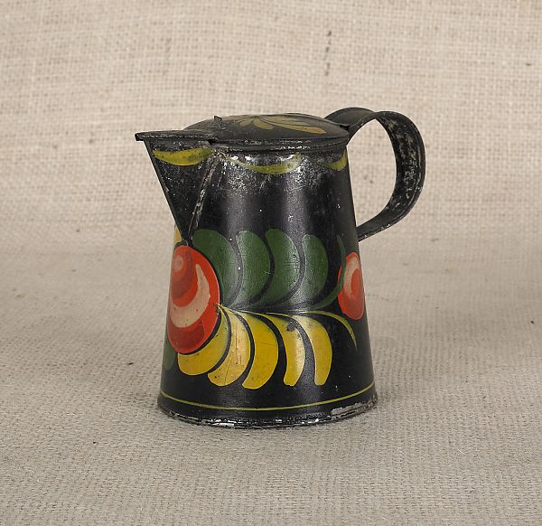 Black tole syrup pitcher 19th c.