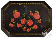 BLACK TOLEWARE TRAY, MID-19TH