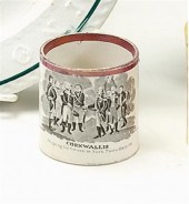 Black transferware and pink lu