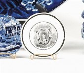 Black transferware cup plate
