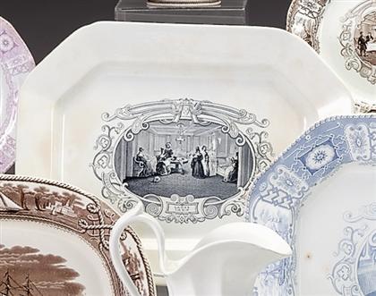 Black transferware platter    james