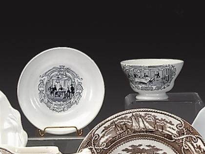 Black transferware teabowl and