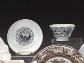     	Black transferware teabow