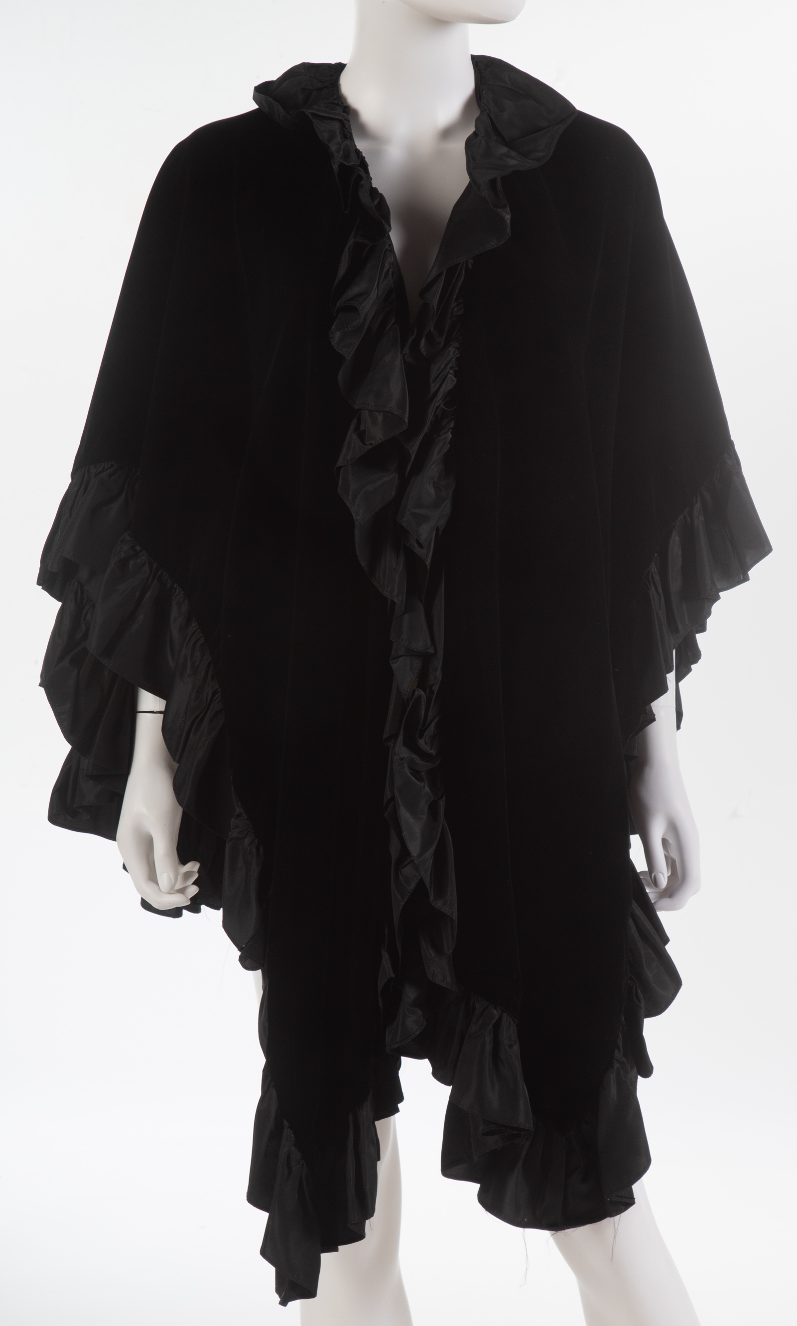 BLACK VELVET EVENING SHAWL with