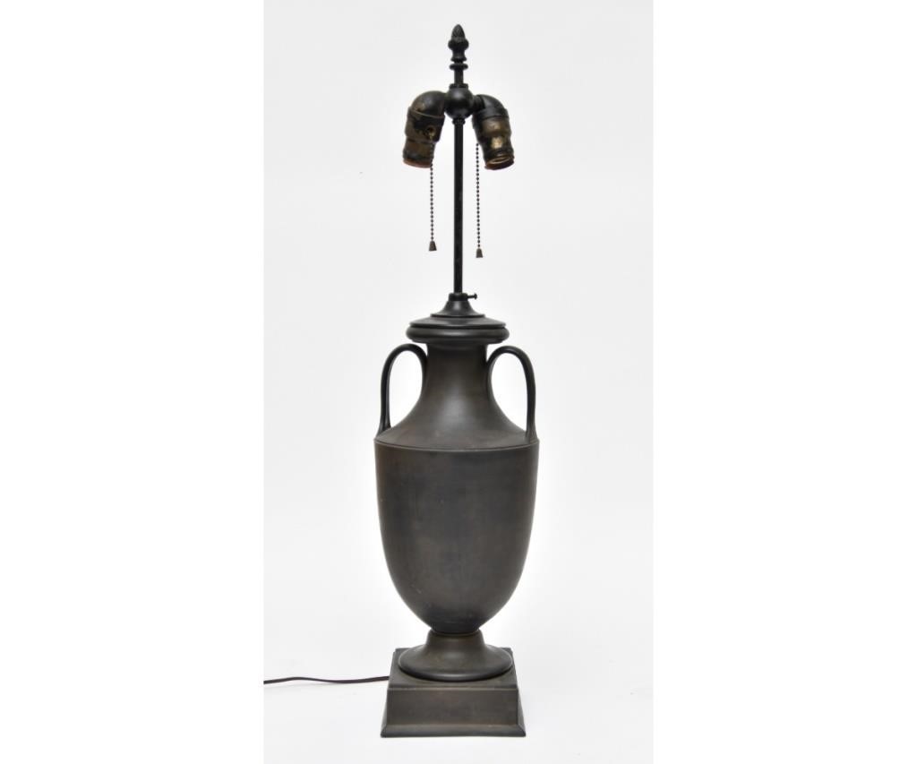 Black Wedgwood urn form lamp 28.5"h