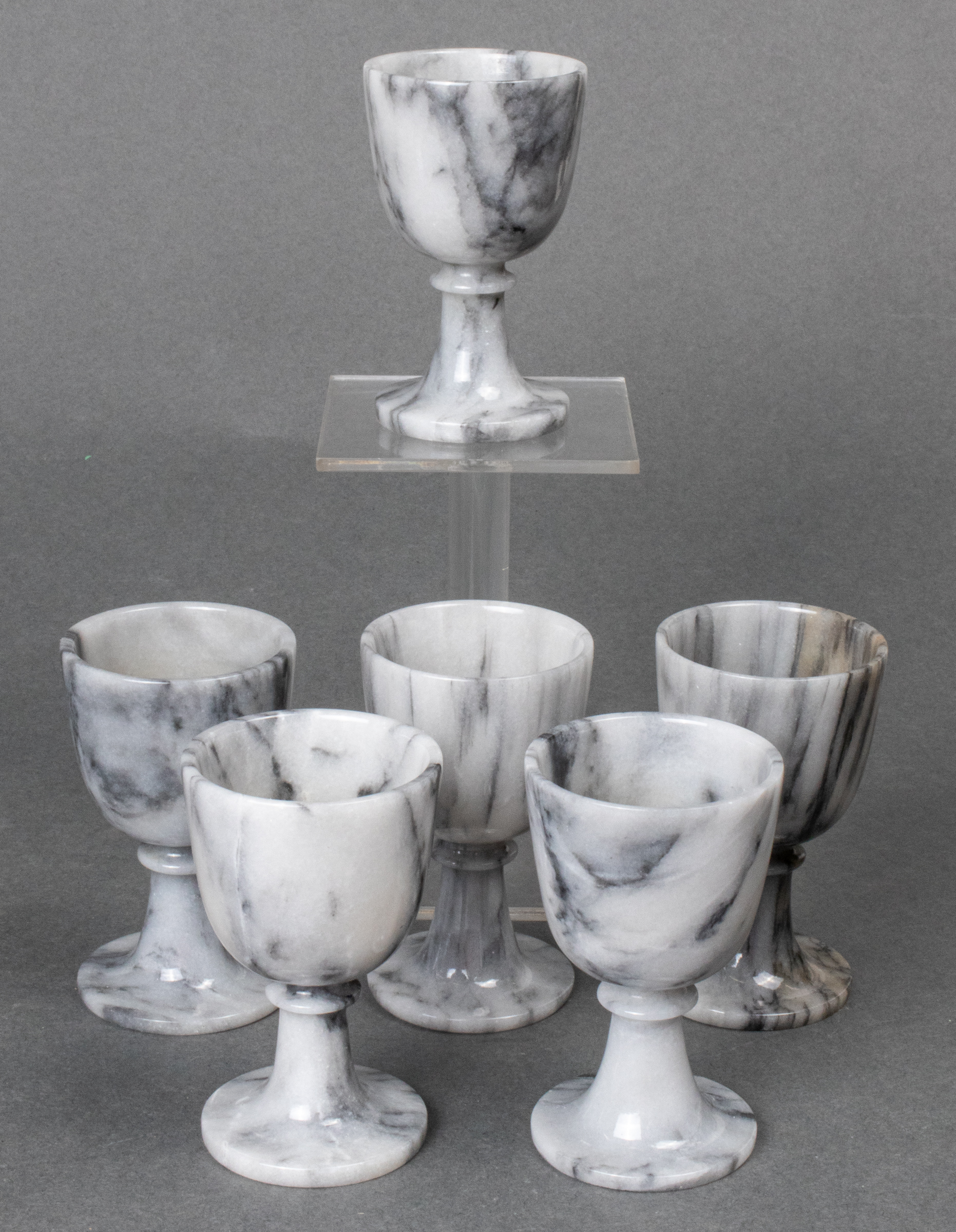 BLACK & WHITE MARBLE CORDIAL SET, 6