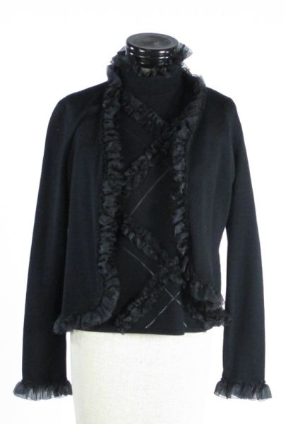Black Wool Sweater Cardigan Set