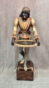 Blackamoor. 58" Antique Polych
