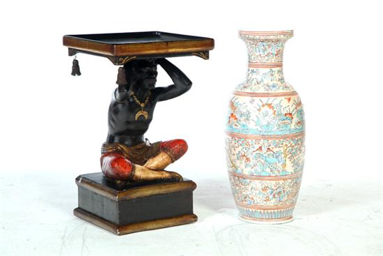 BLACKAMOOR STAND WITH VASE.  Asian