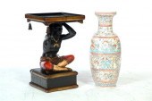 BLACKAMOOR STAND WITH VASE.  A