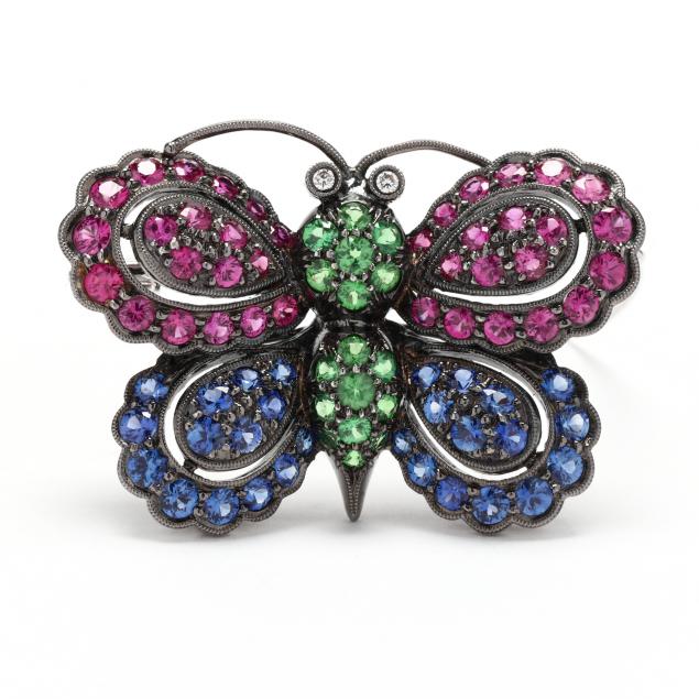 BLACKENED GOLD AND GEM-SET