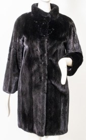 BLACKGLAMA MINK FUR COAT Black
