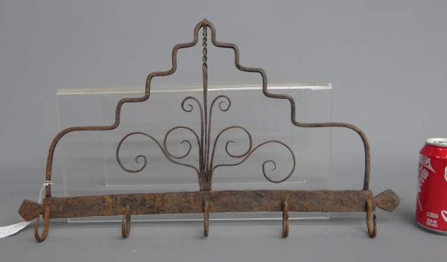 Blacksmith made iron hook rack.